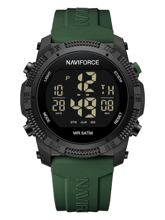 Naviforce Ceas Digital Pentru Bărbați 20mm Cronograf Cu Baterie Și Brățară Din Metal Verde