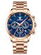 Ceas Bărbați 42mm Cronograf Baterie Cu Brățară Din Metal Rose Gold
