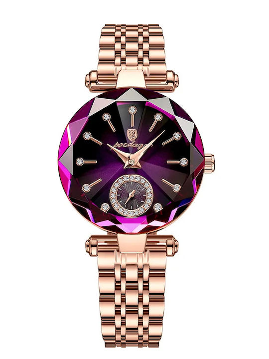Poedagar Ceas de Damă cu Rose Gold Brățară Metalică
