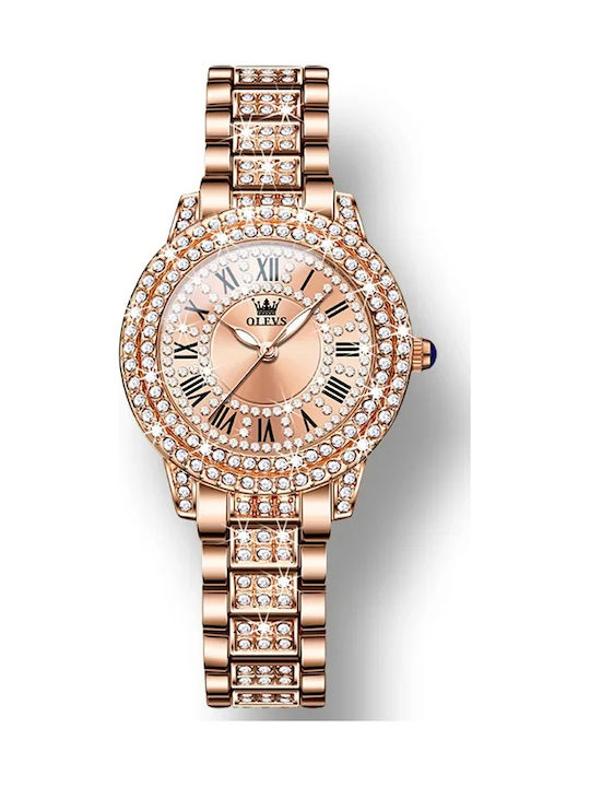 Olevs Damen Uhr mit Rose Gold Keramikarmband