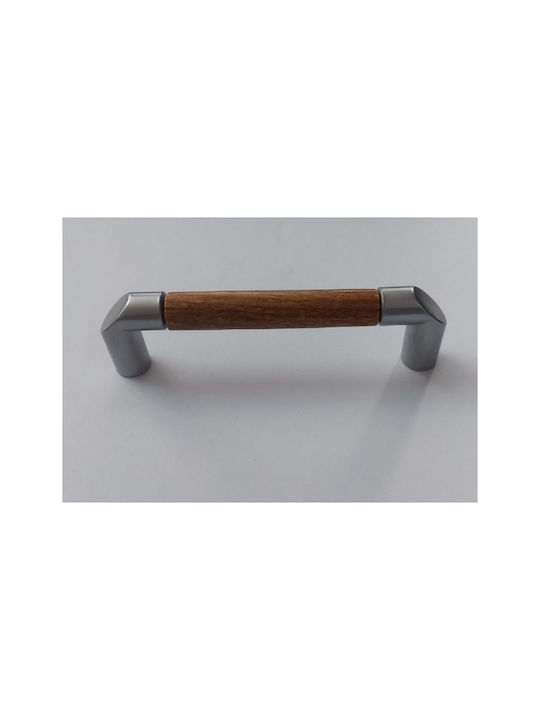 Handgriff Möbelgriff aus Metallisch Nickel Matte-wood mit Zentrenabstand 96mm 019614 1Stück