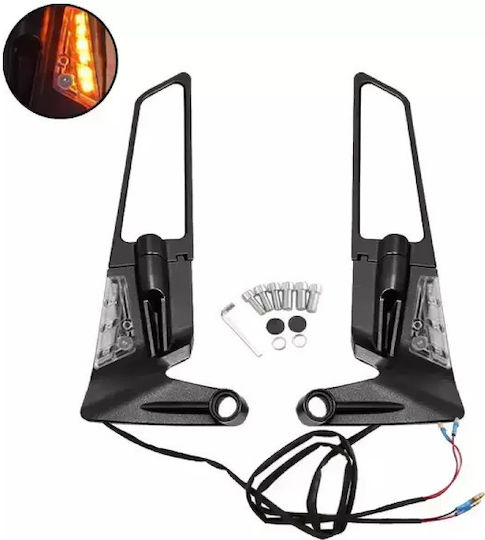 Motorcycle Mirrors Rotating Aluminum LED Turn Signals 2 Pieces 23x8.6x4.8cm M10 Bolt
