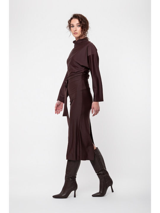 Pencil Midi Φούστα Brown