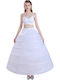 95cm Crinoline Petticoat 6 Foldable Metal Hoops Rich Stable Volume Adjustable Waist – White