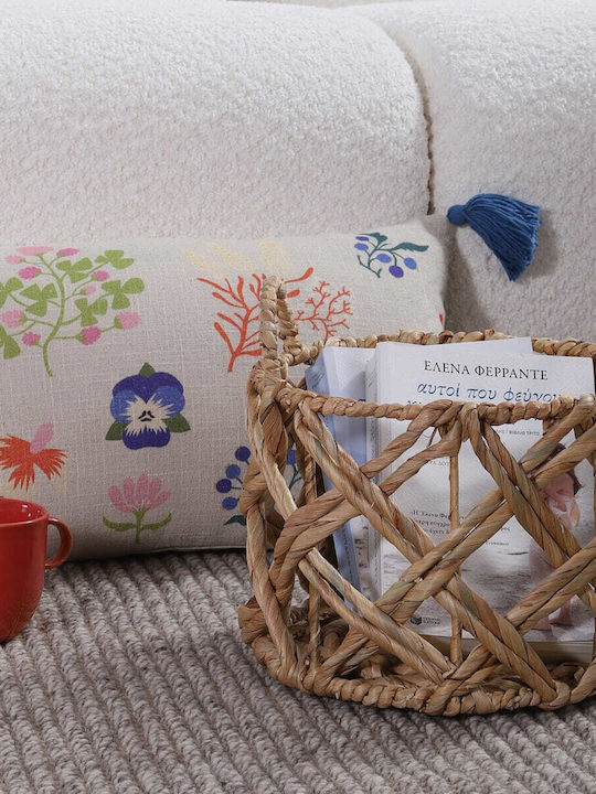 Nef-Nef Homeware Διακοσμητικό Καλάθι Ψάθινο Εκρού 18εκ.