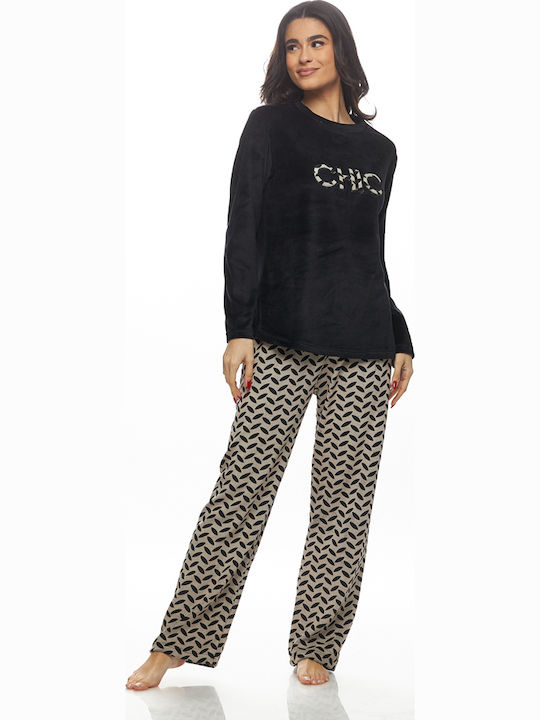 Galaxy Winter Damen Pyjama-Set Black