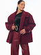 Women's Bordeaux Peacoat with Buttons