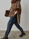 Women's Camel Cape with Fur Details