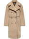 Women's Brown Teddy Coat with Buttons
