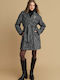 Women's Black Peacoat with Belt