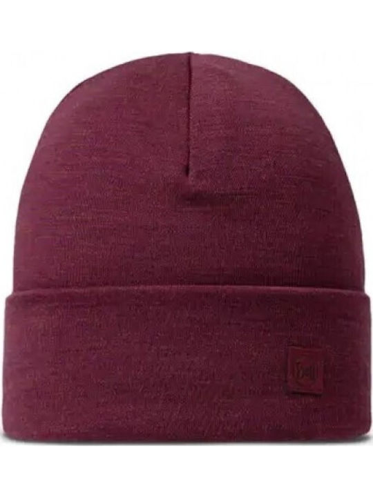 Merino Beanie Unisex Σκούφος Πλεκτός σε Μπορντό χρώμα