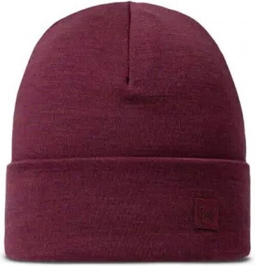 Merino Beanie Unisex Beanie Gestrickt in Burgundisch Farbe