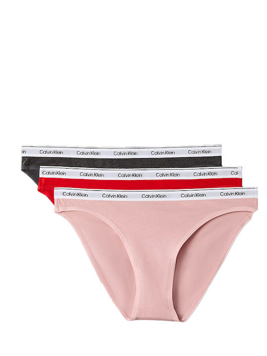 Calvin Klein Βαμβακερά Damen Slip 3Pack Charcoa...