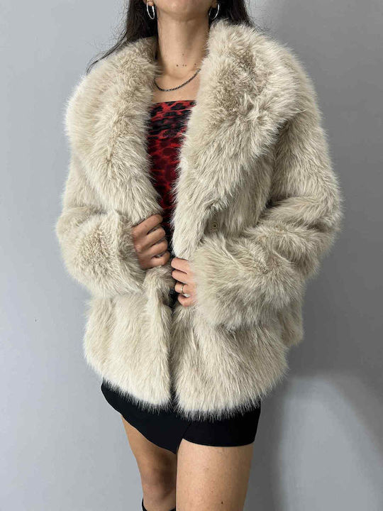 Sinell Women's Short Fur Beige