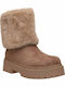 Suede Women's Ankle Boots with Fur Beige