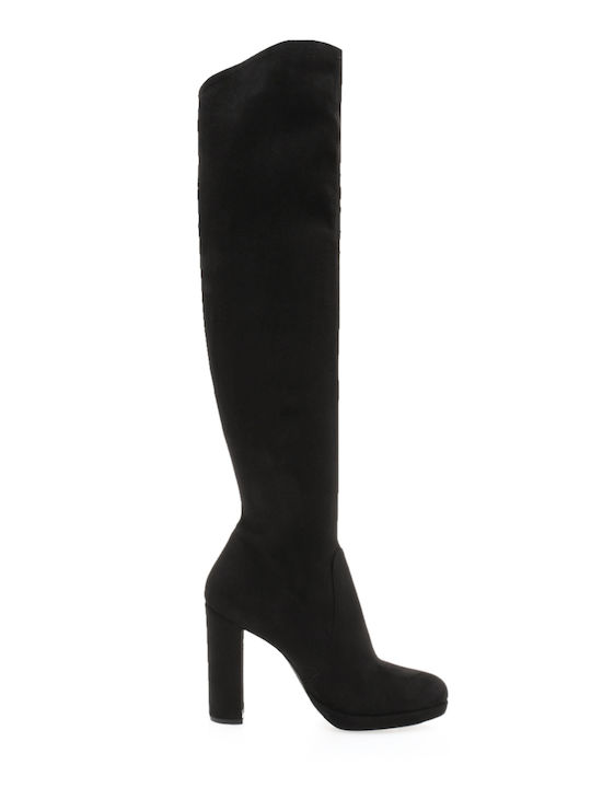 Wildleder Damenstiefel Über dem Knie Schwarz