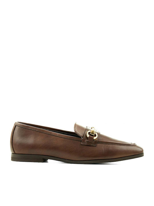 Leather Women's Moccasins in Brown Color