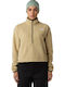 Winter Women's Fleece Blouse Hiking Long Sleeve with Zipper Beige