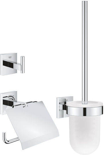 Grohe Cube Επιτοίχιο Σετ Αξεσουάρ Μπάνιου Γυάλινο Ασημί