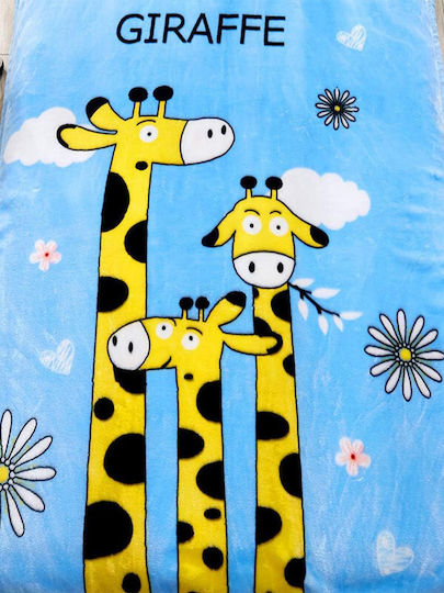 Baby Blanket Cot Girrafe Velvet Blue 100x130cm