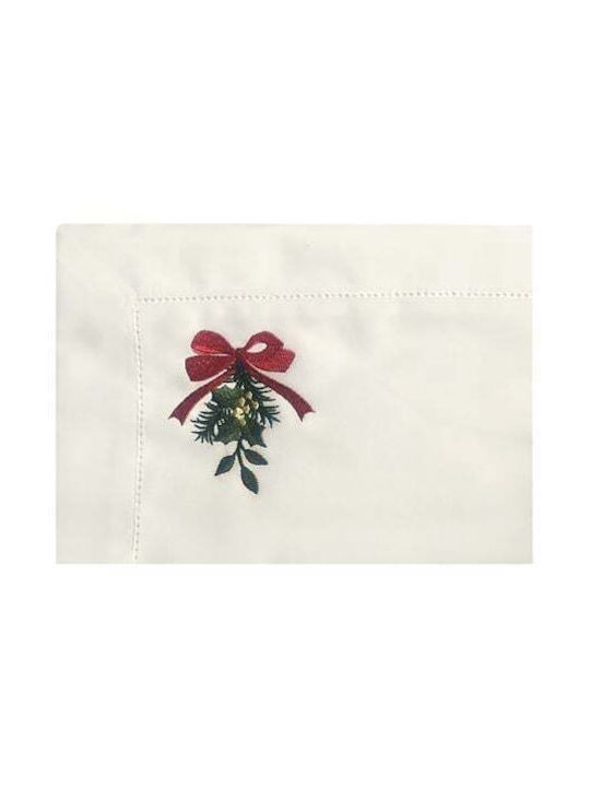 Nakas Concept Set Christmas Placemats White Mistletoe With Ribbon 4pcs