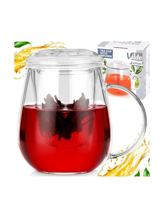 Orion Becher Glas mit Deckel Transparent 530ml