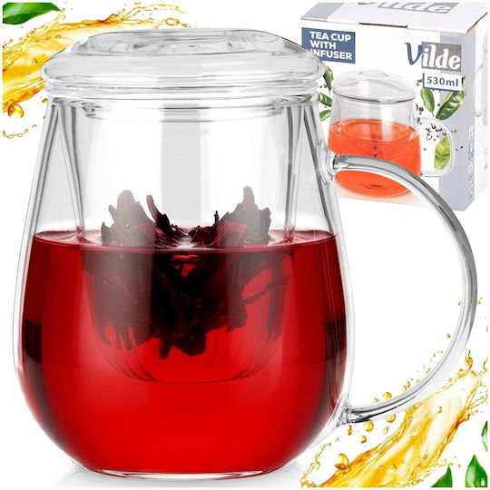Orion Mug Glass with Lid Transparent 530ml