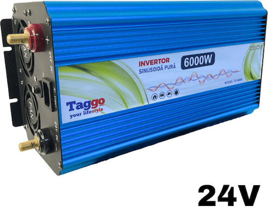 Taggo Invertor Auto Unda sinusoidală pură 6000W pentru Convertirea 24V DC în 220V AC