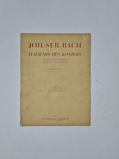 Joh Seb Bach Italienisches Konzert Italian Concerto Concerto Italien Piano Solo Joh Seb Bach Italienisches Konzert Italian Concerto Concerto Italien Piano Solo