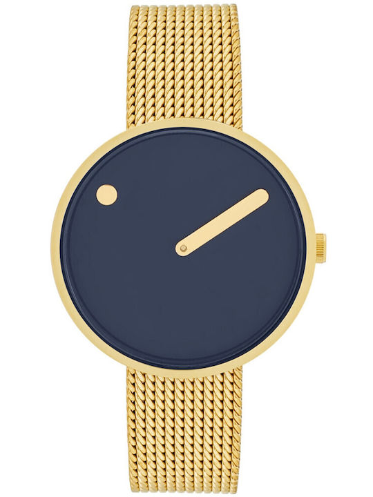 Picto Herrenuhr 34mm Batterie mit Gold Metallarmband