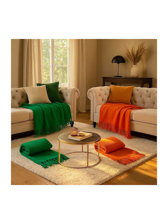 Koopman Armchair Throw Knitted 160x130cm Orange
