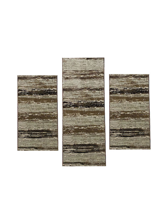 Modern Velvet Bedroom Rugs Set Brown 0179a Luna-0179-brown-set 3pcs