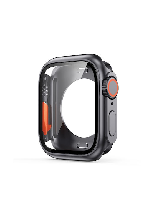 360 Full Cover Plastic Case with Glass in Gray color for Apple Watch Series 9, 8, 7 (45mm)