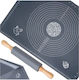 Vilde Silicone Baking Mat Dough Kneading Surface 65 X 45cm & Rolling Pin Wooden Handles Set