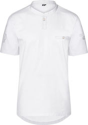 Tips Blouse Chef Microfiber White with Short Sleeve