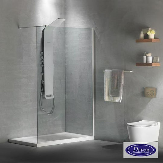Devon Iwis Walk In Shower Screen for Shower with Sliding Door 60x200cm Mat White Matt