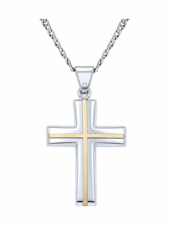 Men's Cross Chain Gold Inlay K14 Silver 925 Gold K14 St-vtj72g18 Men's Cross Chain Gold Inlay K14 Silver 925 Gold K14 St-vtj72g18