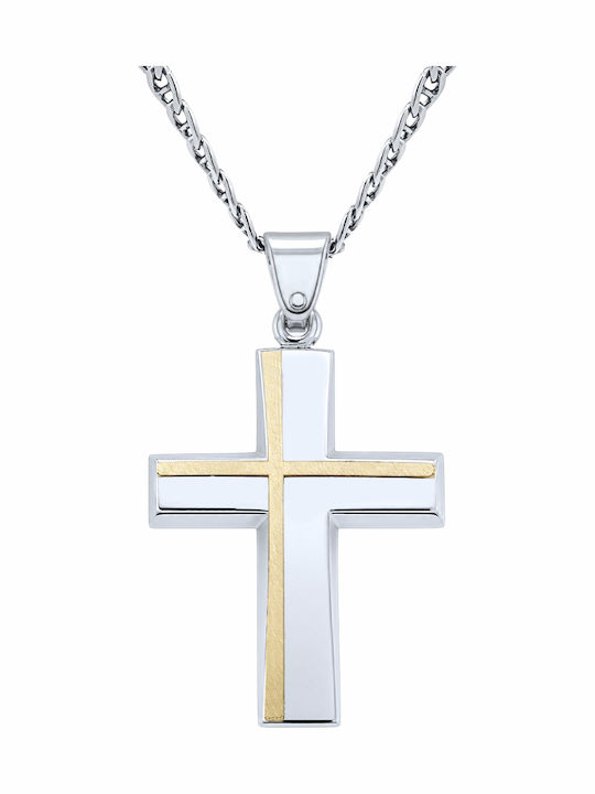 Men's Cross Chain Gold Inlay K14 Silver 925 Gold K14 St-vtj72g17