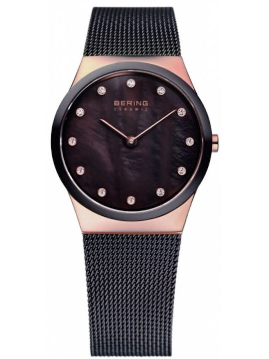 Bering Time Γυναικείο Ρολόι 30mm Μπαταρίας με Μαύρο Μεταλλικό Μπρασελέ
