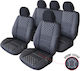 Smartic Huse Scaune Auto Queen Piele Sintetica Eco Piese Din Piele Naturala 11 Bucati Compatibile Cu Airbag Pliabile Material 3 Straturi Negru Gri