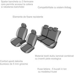 Huse Scaune Auto Universale Ediția Dynamic Material Textil Inserții Piele Eco 11 Piese Smartic Albastre