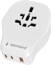 Gembird TPA-1A2C20-02-W Αντάπτορας Πρίζας από Universal σε Universal Gembird TPA-1A2C20-02-W Αντάπτορας Πρίζας από Universal σε Universal