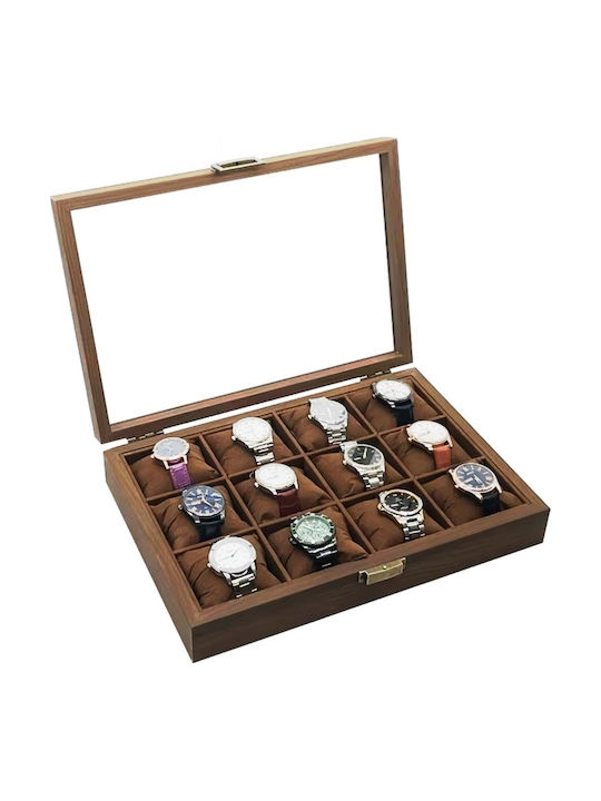 Elegant Wooden Box Storage Organization 12 Watches Pufo Noble Model Brown