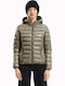 Lang Damen Puffer Jacke für Winter Beige/Gold