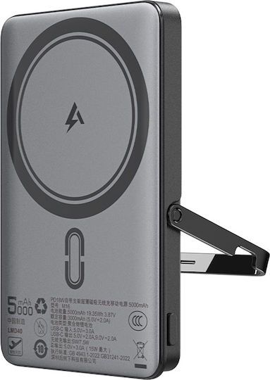Acefast M16-5000 MagSafe Power Bank 5000mAh με Θύρα USB-C Power Delivery Μαύρο