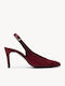 Burgundy Heels Suede Slingback Adjustable Strap