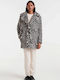 Women's Leopard White Coat with Fur Details