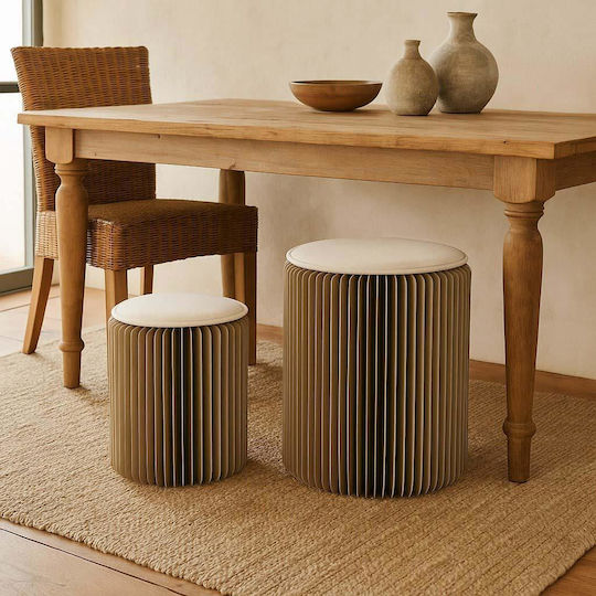 Stool For Living Room Upholstered with Fabric Brown 30x30x30cm