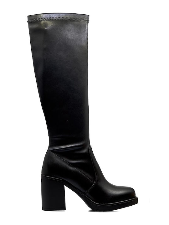 Seven Damenstiefel mit Gummizug Schwarz