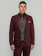 Costum Bărbați Cu vestă Burgundy